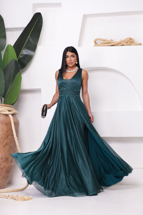 VESTIDO TRES LISTRAS PLISSADO